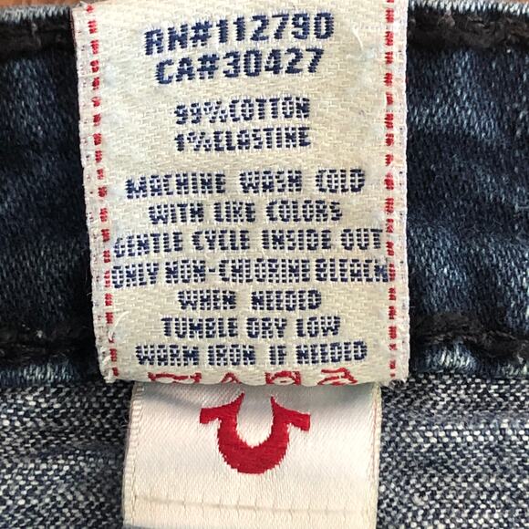 True Religion Jeans Distressed Frayed Julie Super T 25 Dark Wash 34.5" Inseam - Picture 10 of 12